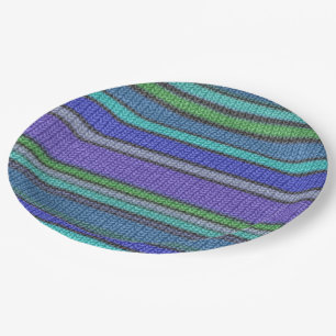 Coloured knitting Stripes seamless pattern 2 Paper Plate
