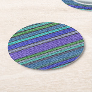 Coloured knitting Stripes seamless pattern 2 Round Paper Coaster