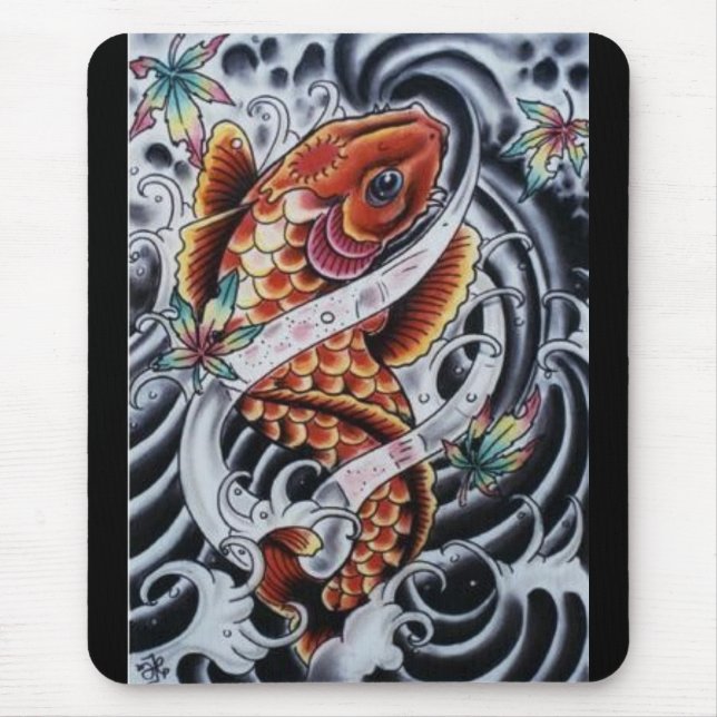 Coloured Koi Tattoo Mousepad (Front)