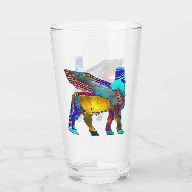 Coloured Lamassu Glass Cup (Front)
