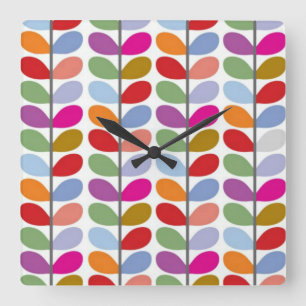 Coloured Leaf Art Square Wall Clock
