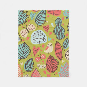 Coloured Leaves Fleece Blanket