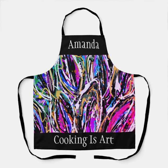 Coloured Leaves Oil and Acrylic Abstract Art  Apron (Front)