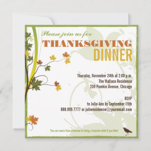 Coloured Leaves Thanksgiving Dinner Invitation