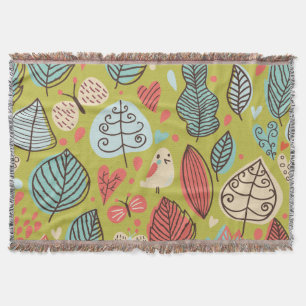 Coloured Leaves Throw Blanket