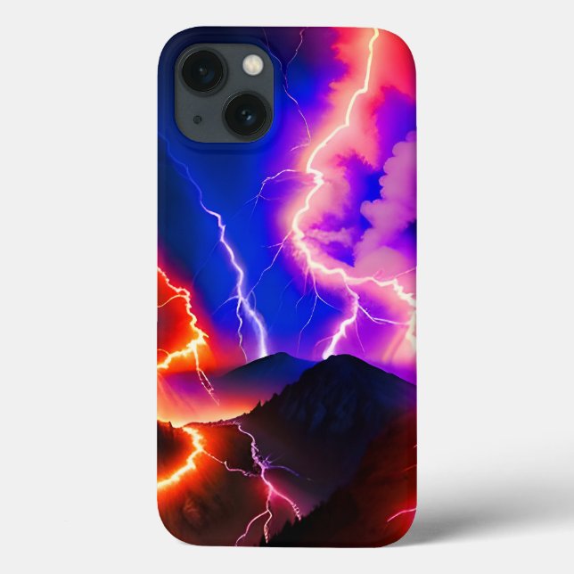 Coloured Lightning Mountain One Case-Mate iPhone Case (Back)