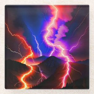 Coloured Lightning Mountain One Glass Coaster