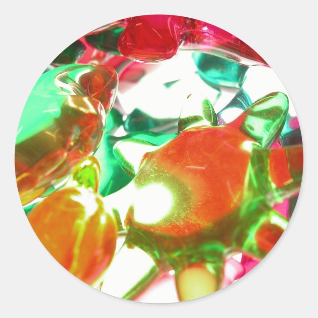 Coloured Lights Classic Round Sticker (Front)