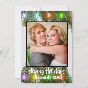 Coloured Lights Garland - Christmas Card