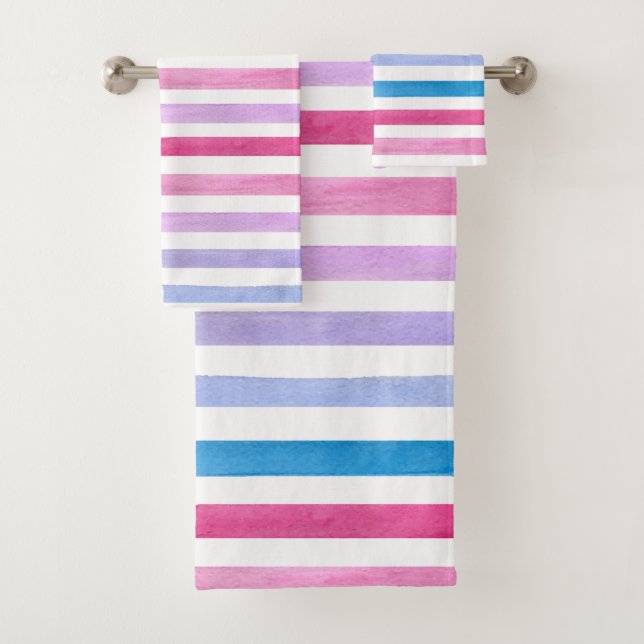 Coloured lines bath towel set (Insitu)