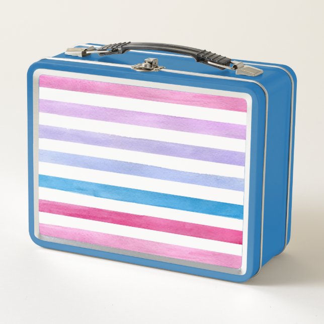 Coloured lines metal lunch box (Front)