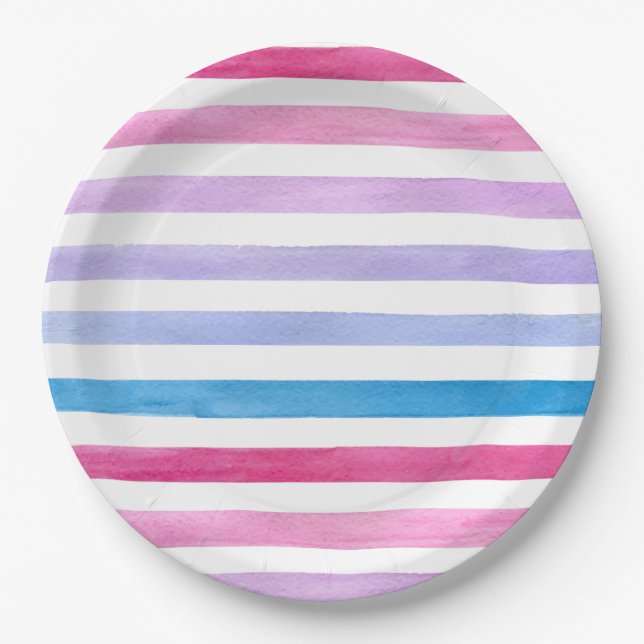 Coloured lines paper plate (Front)