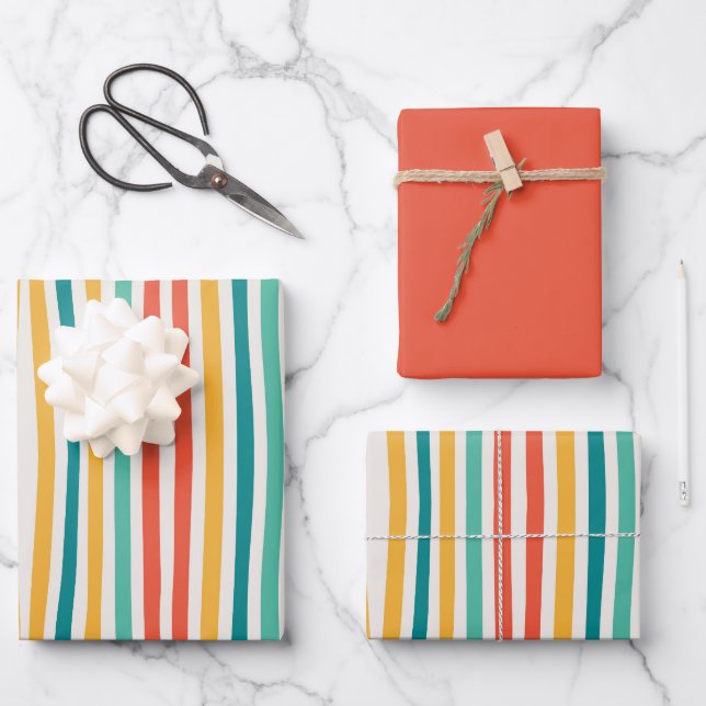 Coloured Lines Wrapping Paper Sheets (Front)