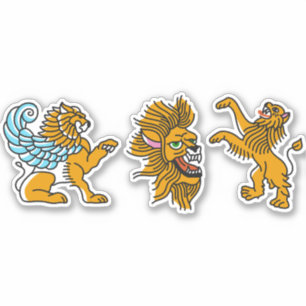 Coloured lion tattoo set