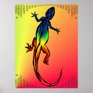 Coloured Lizard Poster