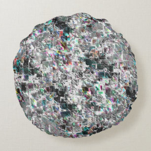 Coloured look like square dvd cutouts, rough mosai round cushion
