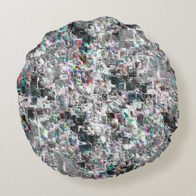 Coloured look like square dvd cutouts, rough mosai round cushion (Back)