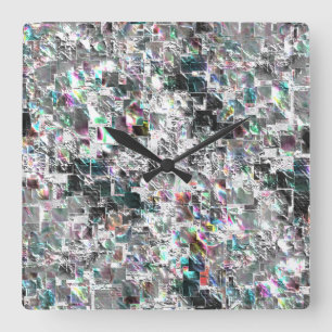 Coloured look like square dvd cutouts, rough mosai wall clock