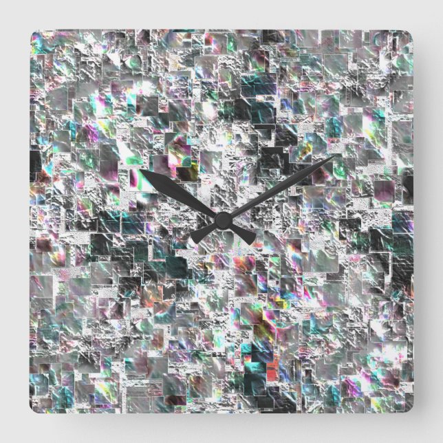 Coloured look like square dvd cutouts, rough mosai wall clock (Front)