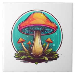 Coloured Magic Mushrooms Ceramic Tile