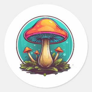 Coloured Magic Mushrooms Classic Round Sticker