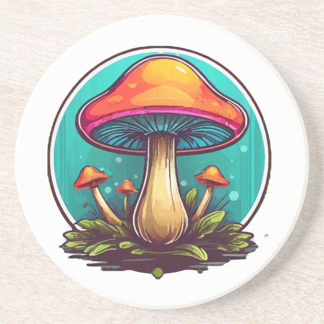 Coloured Magic Mushrooms Coaster (Front)