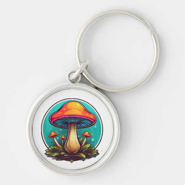 Coloured Magic Mushrooms Key Ring (Front)