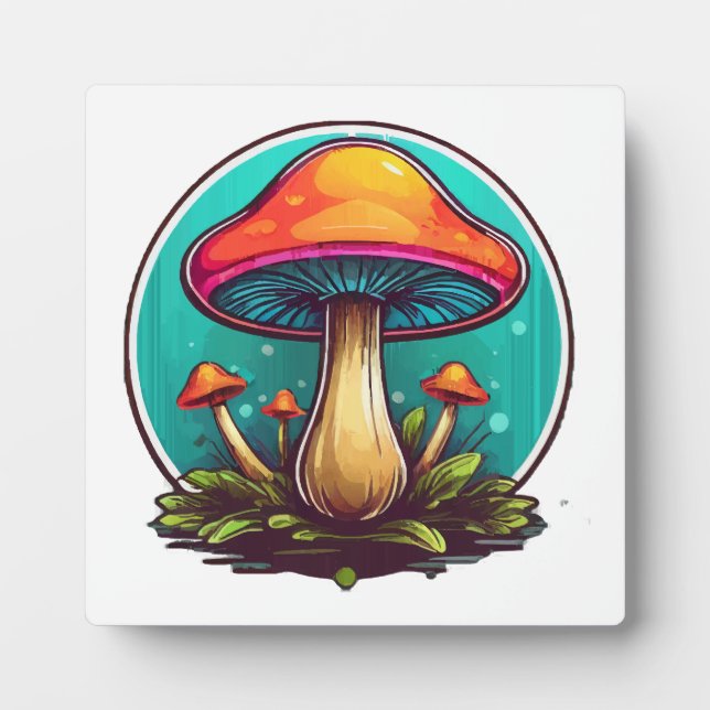 Coloured Magic Mushrooms Plaque (Front)