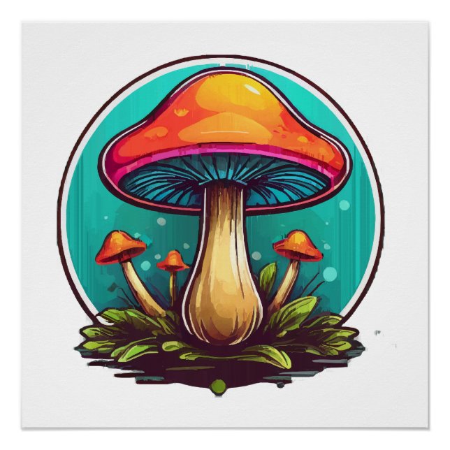 Coloured Magic Mushrooms Poster (Front)