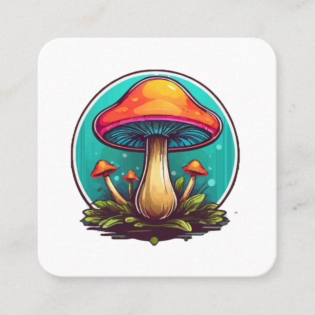 Coloured Magic Mushrooms Square Business Card (Front)
