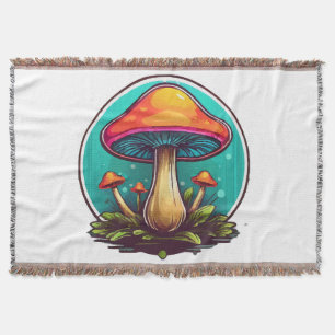 Coloured Magic Mushrooms Throw Blanket
