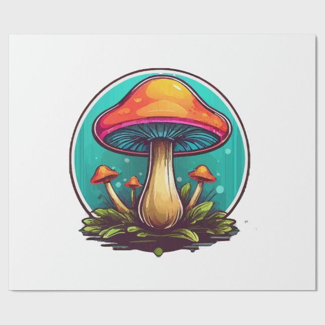 Coloured Magic Mushrooms Wrapping Paper (Flat)