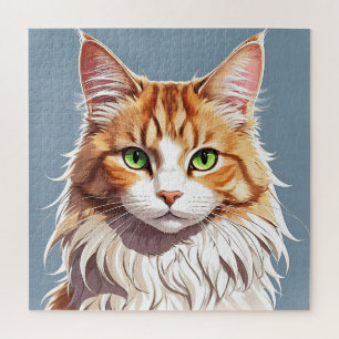 Coloured Maine Coon portrait Jigsaw Puzzle