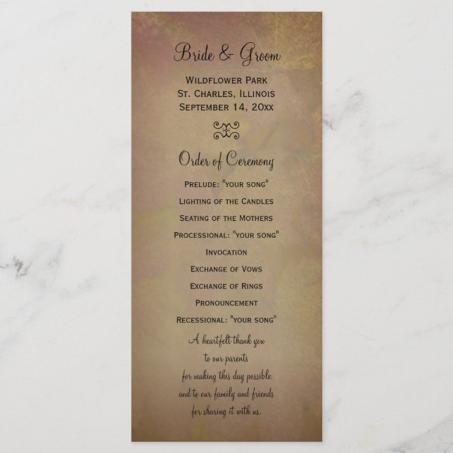 Coloured Maple Leaves Wedding Program (Front)