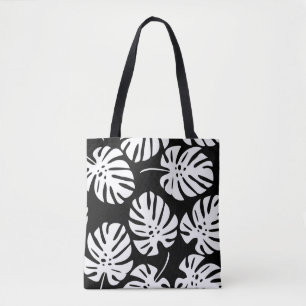 Coloured Monstera Leaves Floral Abstract Tote Bag