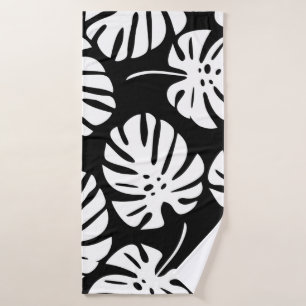 Coloured monstera leaves seamless pattern bath towel