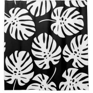 Coloured monstera leaves seamless pattern shower curtain