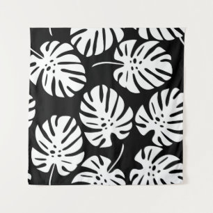 Coloured monstera leaves seamless pattern tapestry