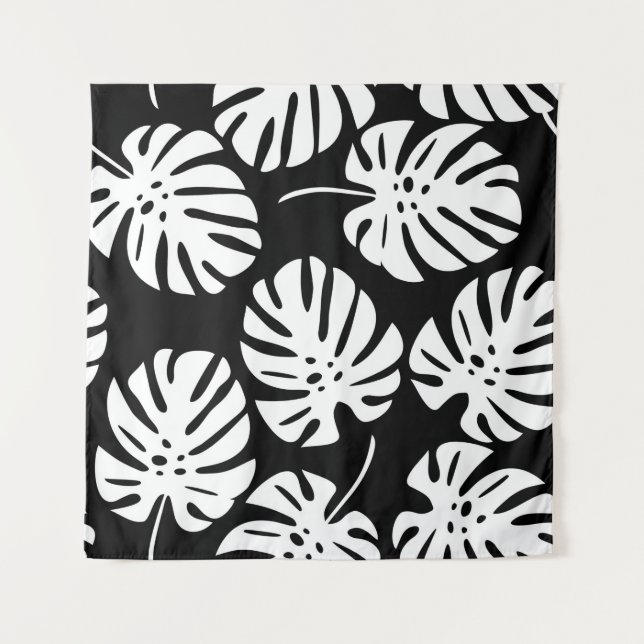 Coloured monstera leaves seamless pattern tapestry (Front)