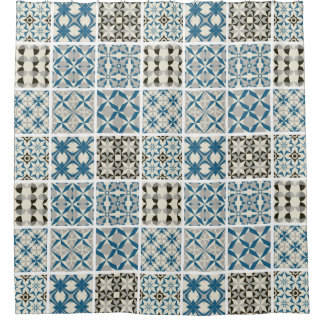 coloured moroccan geometric pattern shower curtain