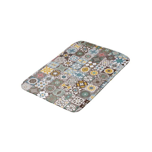 Coloured Moroccan tile Bath Mat (Angled)