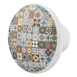 Coloured Moroccan tile Ceramic Knob