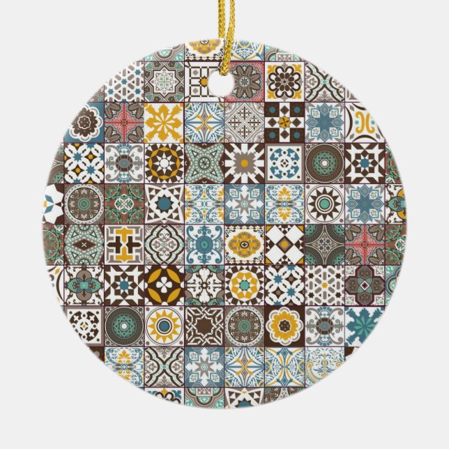 Coloured Moroccan tile Ceramic Ornament (Front)