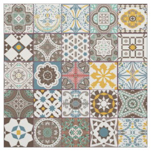 Coloured Moroccan tile Fabric