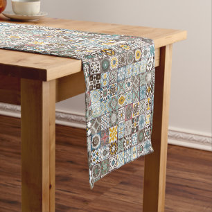 Coloured Moroccan tile Short Table Runner