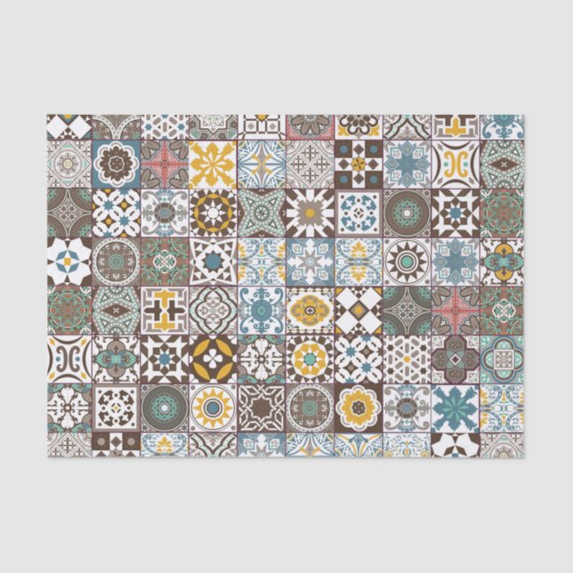 Coloured Moroccan tile Tissue Paper (Front)