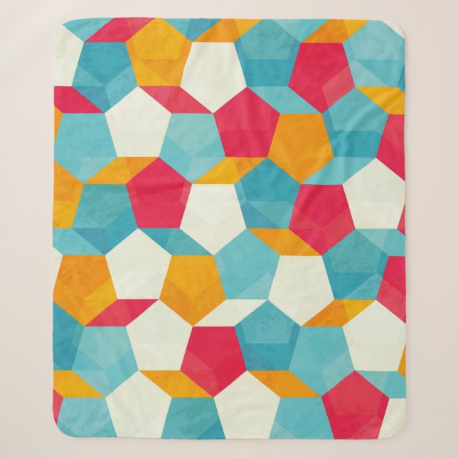 coloured mosaic seamless pattern sherpa blanket (Front)
