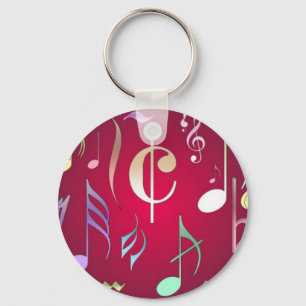 Coloured Musical Notes Key Ring
