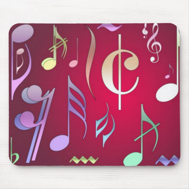 Coloured Musical Notes Mouse Pad (Front)