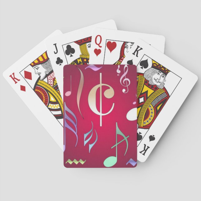 Coloured Musical Notes Playing Cards (Back)